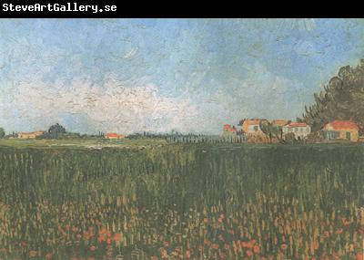 Vincent Van Gogh Farmhouses in a Wheat Field near Arles (nn04)